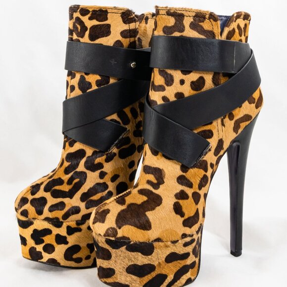 Vintage Y2K London Trash LT-Monsta Leopard Stiletto Platform Booties 7.5 - Picture 3 of 7